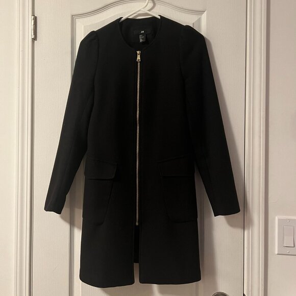 H&M Black Cocoon Coat US 4 - Picture 1 of 10